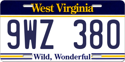 WV license plate 9WZ380