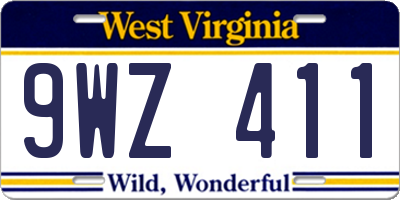 WV license plate 9WZ411