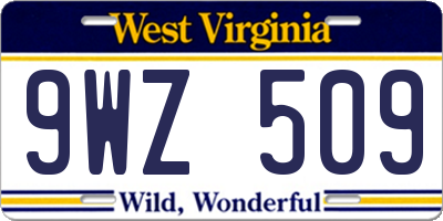 WV license plate 9WZ509