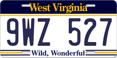 WV license plate 9WZ527
