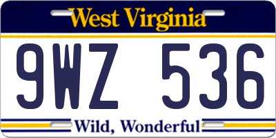 WV license plate 9WZ536