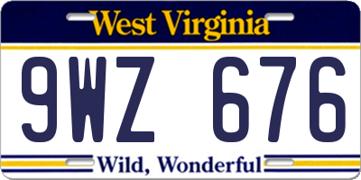 WV license plate 9WZ676