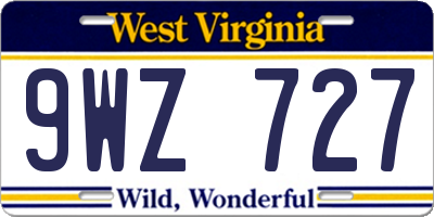 WV license plate 9WZ727