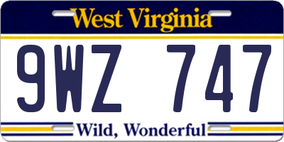 WV license plate 9WZ747