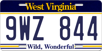 WV license plate 9WZ844