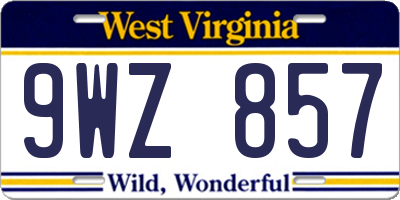 WV license plate 9WZ857