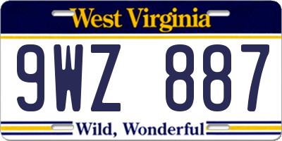 WV license plate 9WZ887