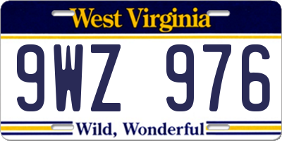 WV license plate 9WZ976