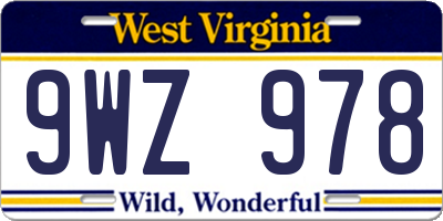WV license plate 9WZ978