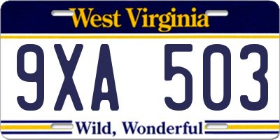WV license plate 9XA503