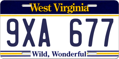 WV license plate 9XA677