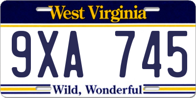 WV license plate 9XA745