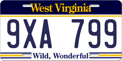 WV license plate 9XA799