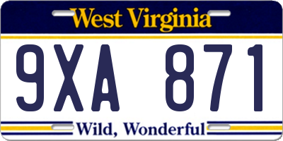 WV license plate 9XA871