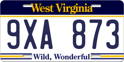 WV license plate 9XA873