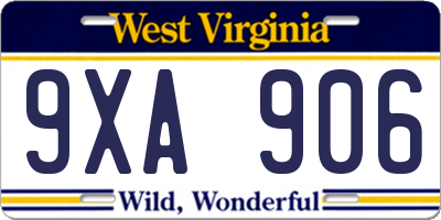 WV license plate 9XA906