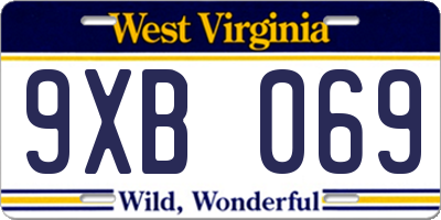 WV license plate 9XB069