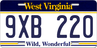 WV license plate 9XB220