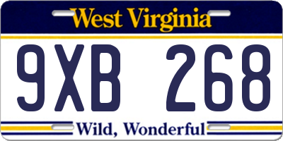 WV license plate 9XB268