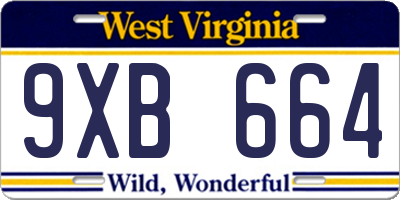 WV license plate 9XB664