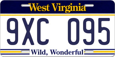 WV license plate 9XC095