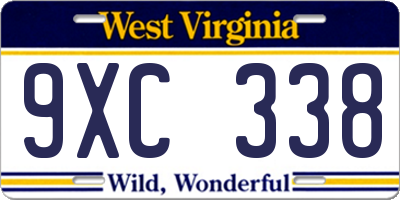 WV license plate 9XC338