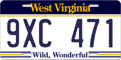 WV license plate 9XC471