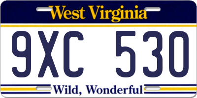 WV license plate 9XC530