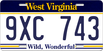 WV license plate 9XC743