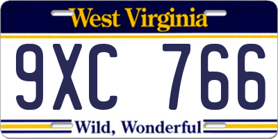 WV license plate 9XC766