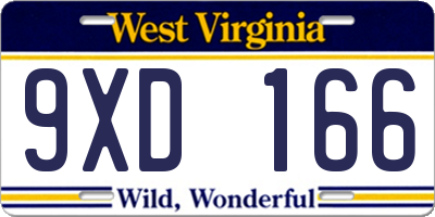 WV license plate 9XD166