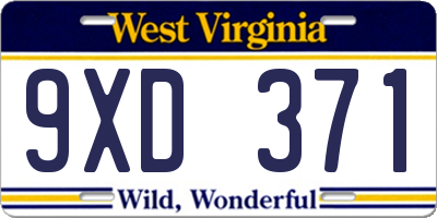 WV license plate 9XD371