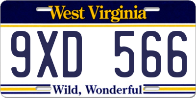 WV license plate 9XD566