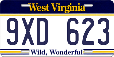 WV license plate 9XD623