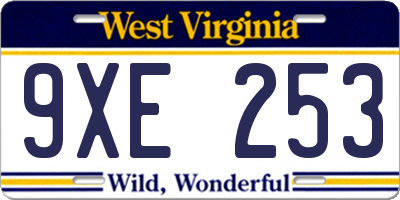 WV license plate 9XE253