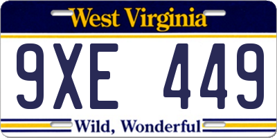 WV license plate 9XE449