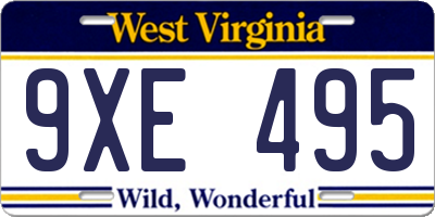 WV license plate 9XE495