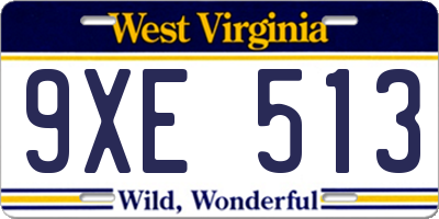 WV license plate 9XE513