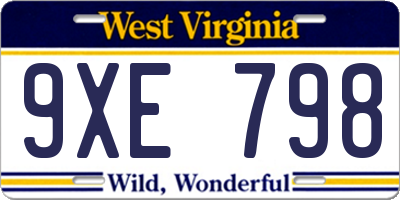 WV license plate 9XE798
