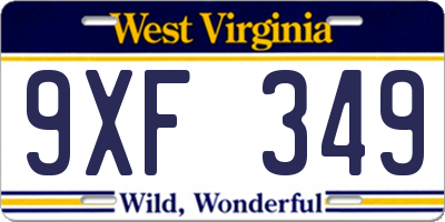 WV license plate 9XF349