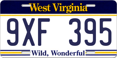 WV license plate 9XF395