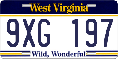 WV license plate 9XG197
