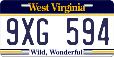 WV license plate 9XG594