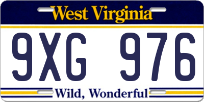 WV license plate 9XG976