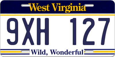 WV license plate 9XH127