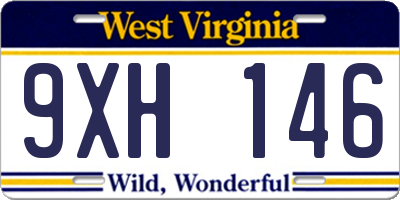 WV license plate 9XH146
