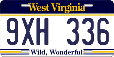 WV license plate 9XH336