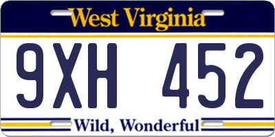 WV license plate 9XH452