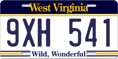 WV license plate 9XH541