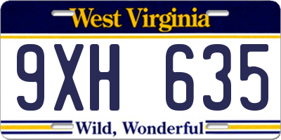 WV license plate 9XH635
